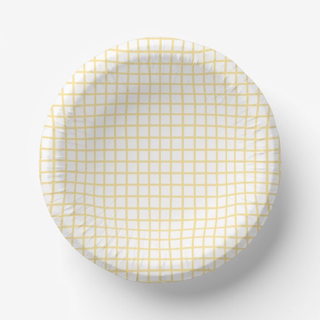 Trellis Canary Yellow - White Paper Bowls (Front)