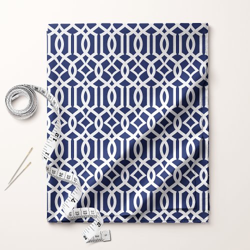 Trellis Lattice Navy Blue Elegant Pattern Fabric