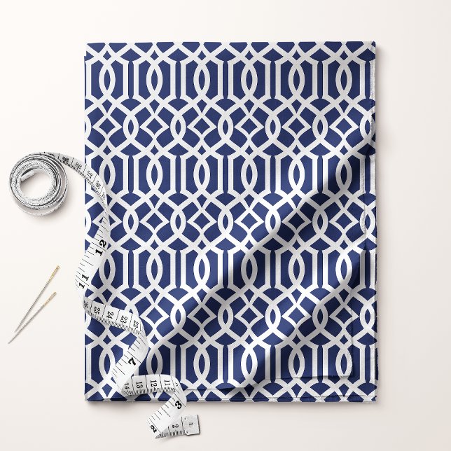 Trellis Lattice Navy Blue Elegant Pattern Fabric (Creator Uploaded)