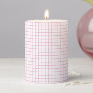 Trellis Light Pink - White Pillar Candle