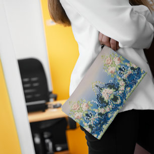 Trellis Midnight Blue Pink White Bouquets Roses Accessory Pouch