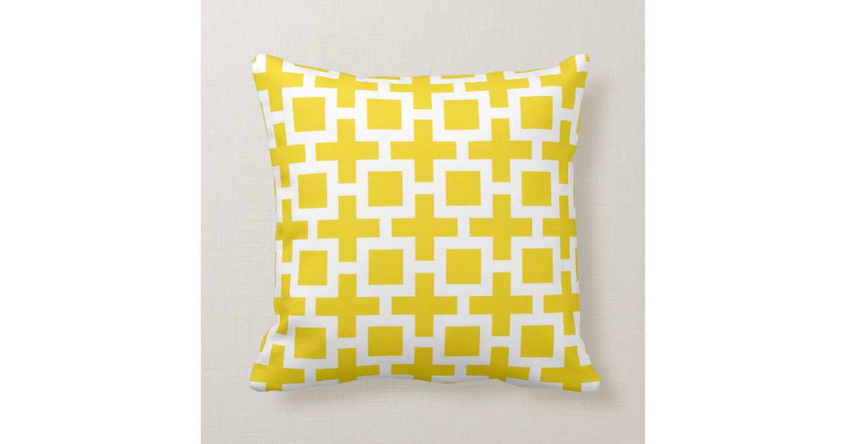 Trellis Pattern Lemon Yellow Throw Pillow