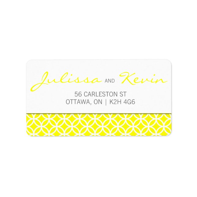 Trellis Pattern Wedding Label - Custom Color (Front)