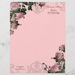 Trellis Rose Vintage Swirl Stationery Letterhead