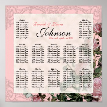 Trellis Rose Vintage - Table Seating Chart by AudreyJeanne at Zazzle