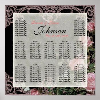 Trellis Rose Vintage - Table Seating Chart by AudreyJeanne at Zazzle