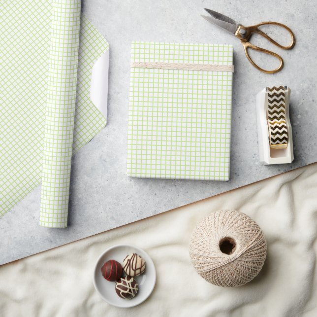 Trellis Spring Green - White Wrapping Paper (Crafts)