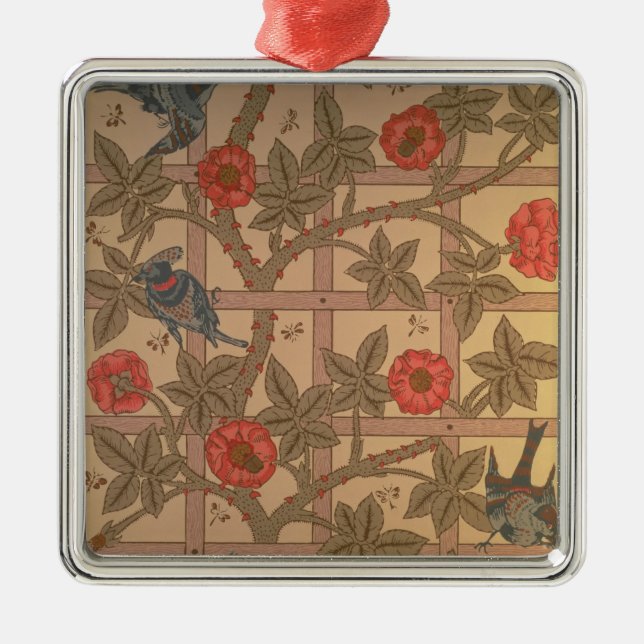 'Trellis' wallpaper design, 1864 Metal Ornament (Front)
