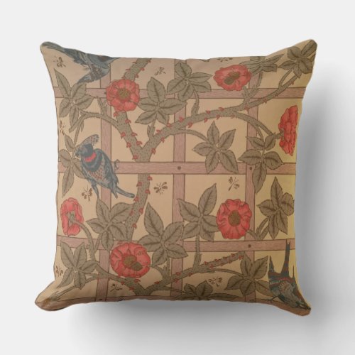 Trellis wallpaper design 1864 Throw Pillow