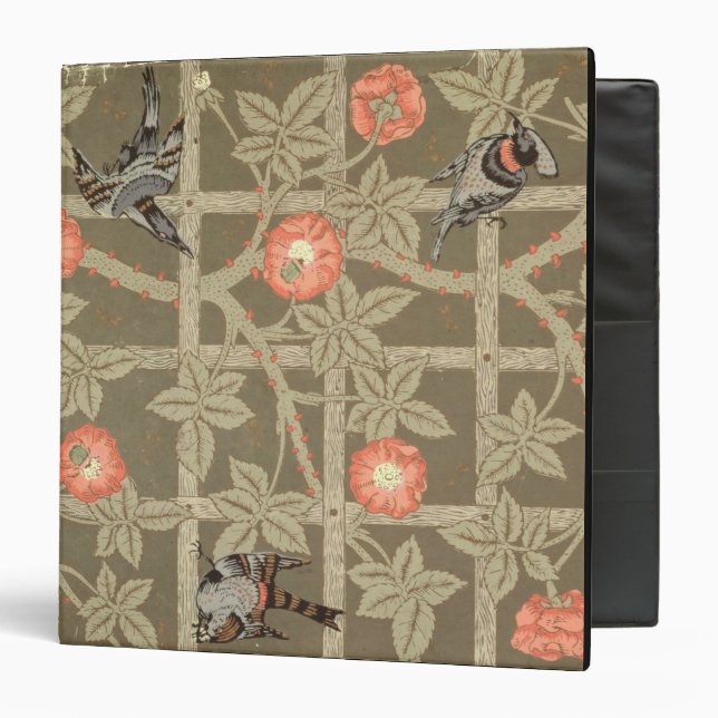 Trellis wallpaper design with a bottle green backg 3 ring binder (Front/Inside)