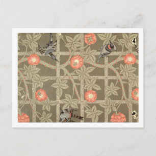 Trellis wallpaper design with a bottle green backg postcard