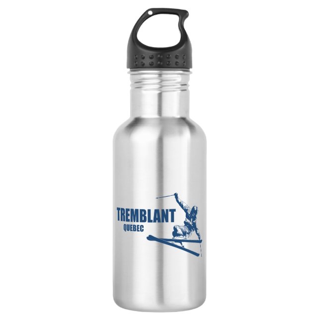 Tremblant Quebec Skier Stainless Steel Water Bottle (Front)