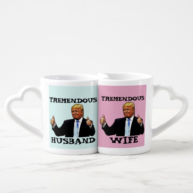 TREMENDOUS HUSBAND AND WIFE TRUMP COFFEE MUG SET (Front Nesting)