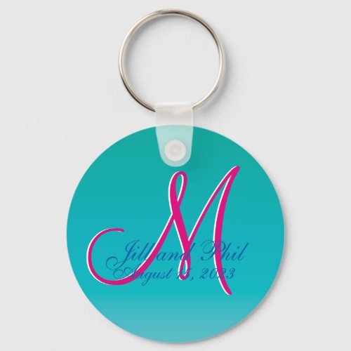 Tremendous Turquoise Budget Wedding Monogram Keychain