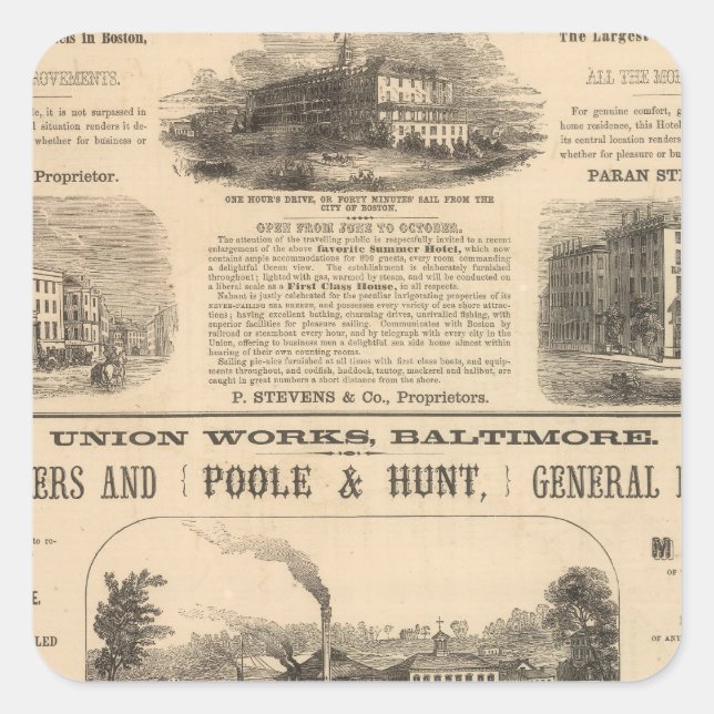 Tremont House, Boston hotel Nahant House Square Sticker (Front)