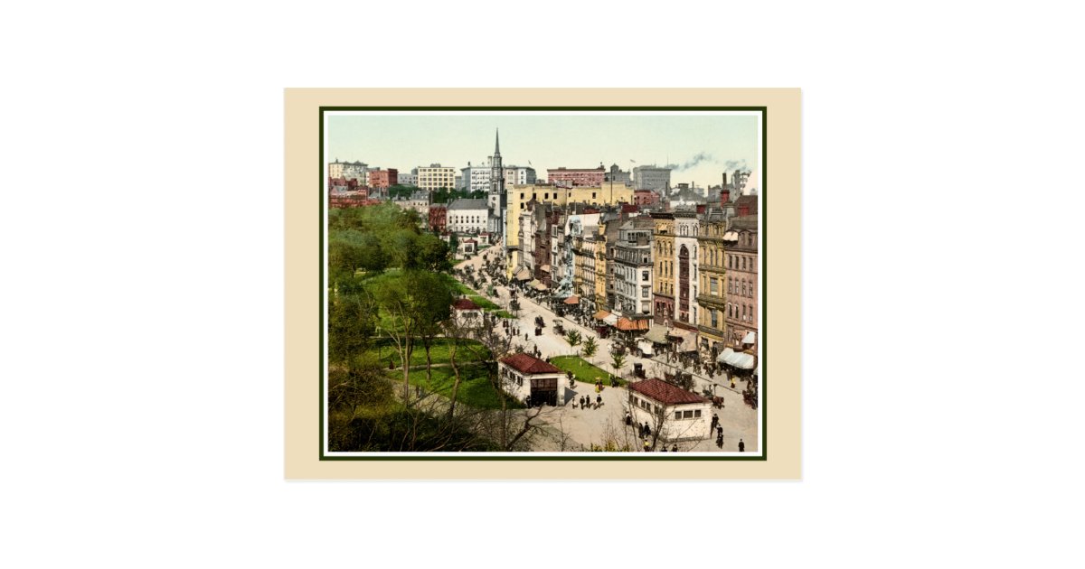 Tremont Street Boston antique restored color photo Postcard