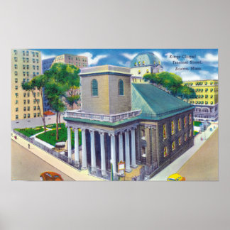Tremont Street View of Kings Chapel Poster