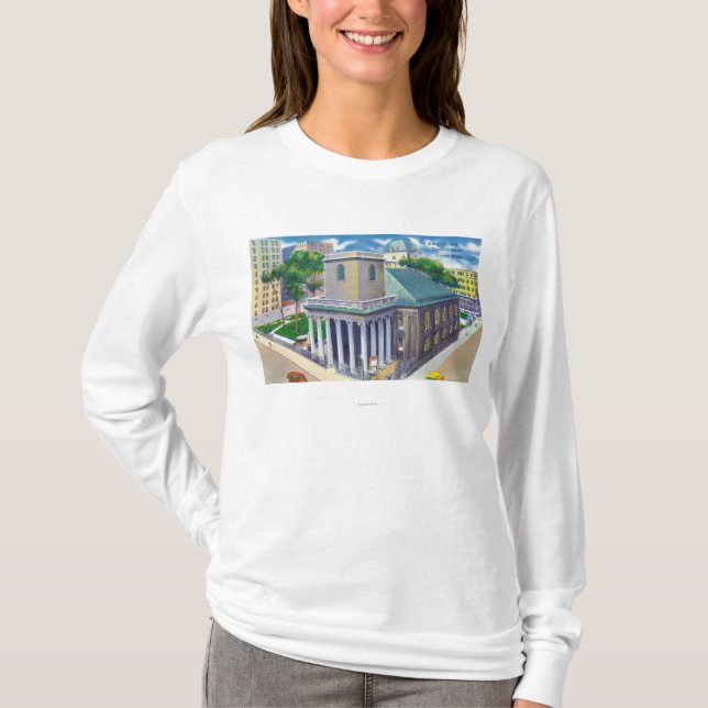 Tremont Street View of Kings Chapel T-Shirt (Front)