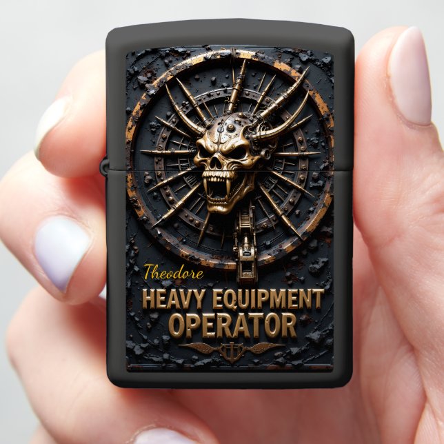 Trench Master Skull Compass Industrial Zippo Lighter (In Hand)