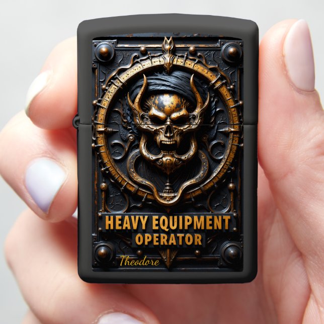 Trench Master Skull Ornate Rustic Zippo Lighter (In Hand)