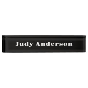 Trend Black Bold Professional Plain Modern Elegant Desk Name Plate