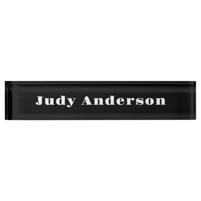 Trend Black Bold Professional Plain Modern Elegant Desk Name Plate (Front)