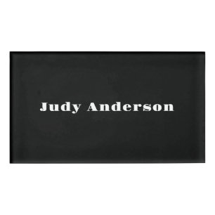 Trend Black Bold Professional Plain Modern Elegant Name Tag