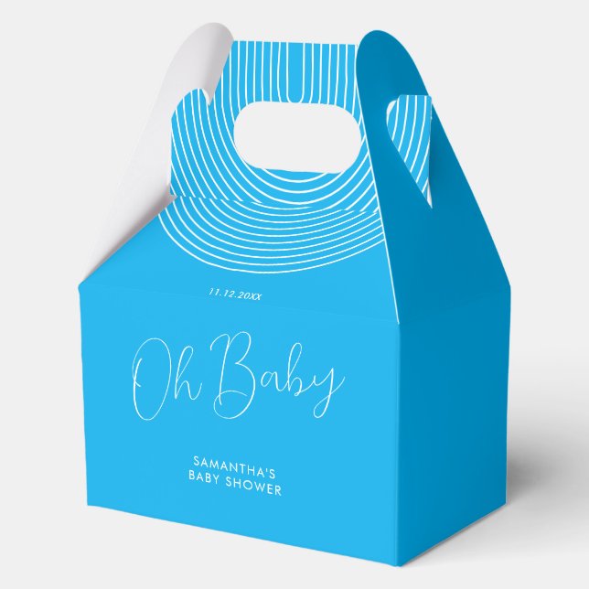Trend Blue Baby Shower Script Favor Boxes (Front)