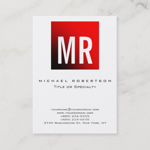 Trend Bold Fonts Monogram White Red Business Card