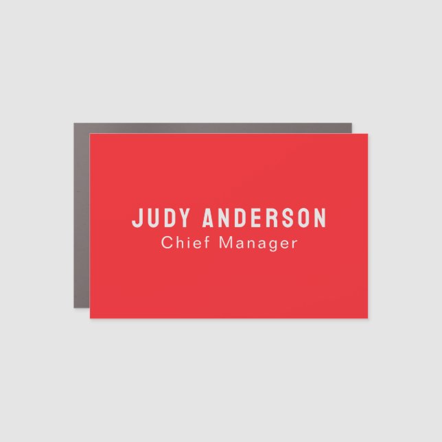 Trend Bright Red Professional Plain Modern Elegant Car Magnet (Front)