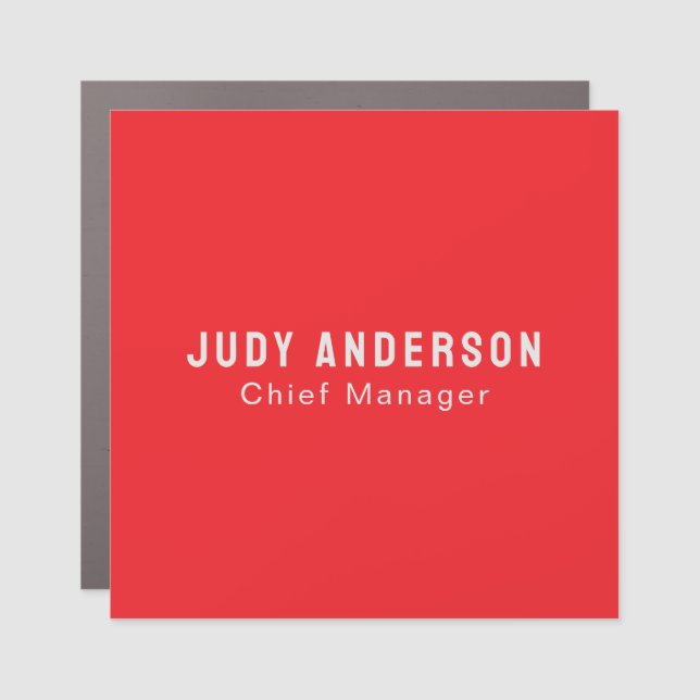 Trend Bright Red Professional Plain Modern Elegant Car Magnet (Front)