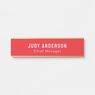 Trend Bright Red Professional Plain Modern Elegant Door Sign