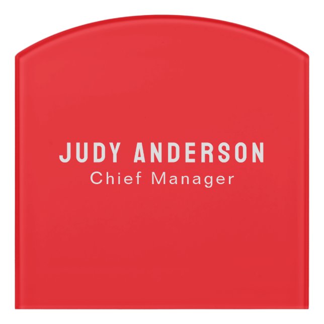 Trend Bright Red Professional Plain Modern Elegant Door Sign (Contour Front)