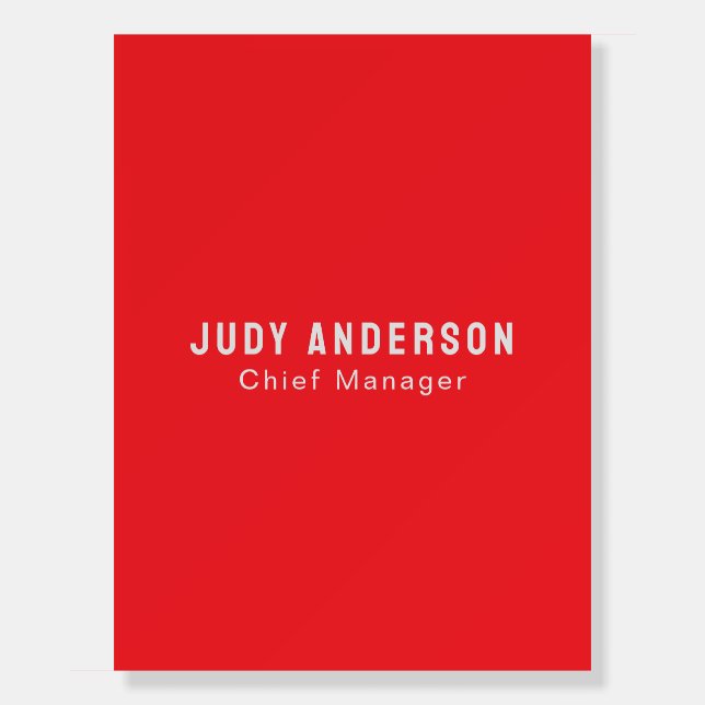 Trend Bright Red Professional Plain Modern Elegant Foam Board (Front)