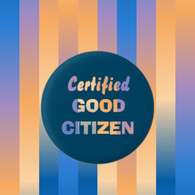 Trend Color Blue Certified Good Citizen Text Round Button (Creator Uploaded)
