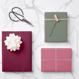 Trend Color Burgundy Pink Sage Wrapping Paper Sheets