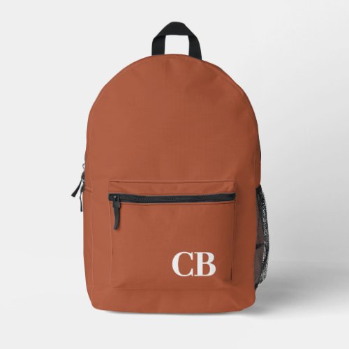 Trend Color Burnt Copper Monogram Printed Backpack