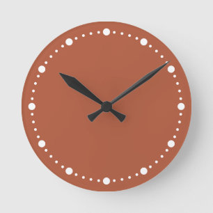 Trend Color - Burnt Copper White Dots Round Clock