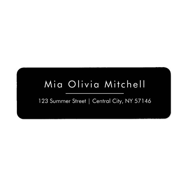 Trend Color Classic Black Simple Address Labels (Front)