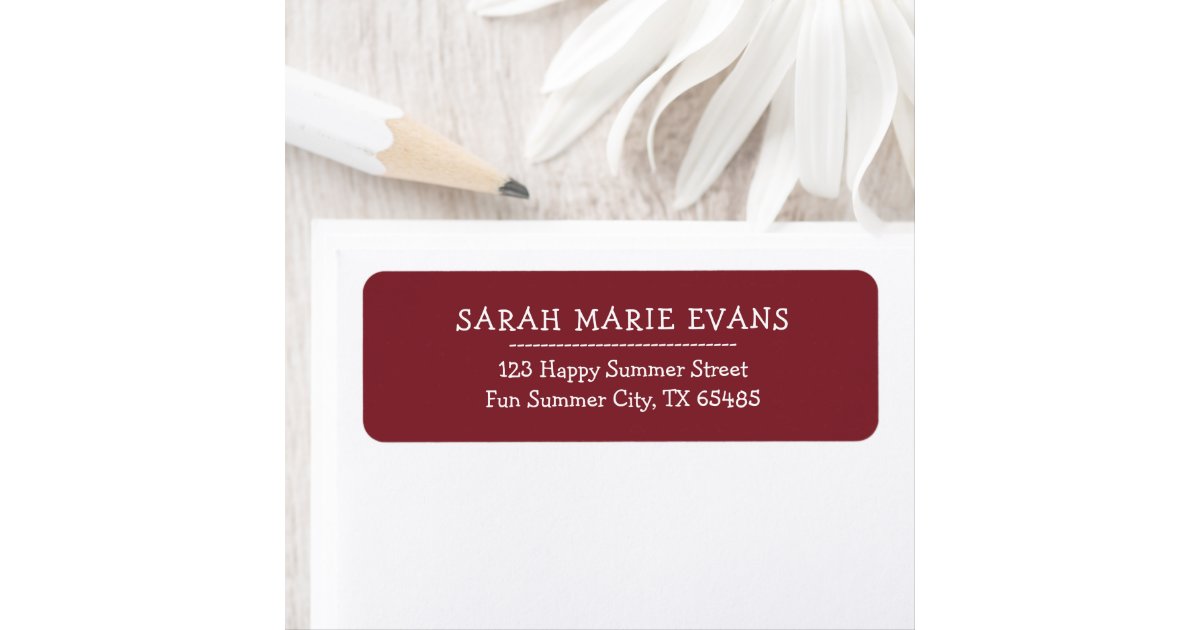 Red Return Sticker Trend Color - Crimson Red Return Address Labels | Zazzle