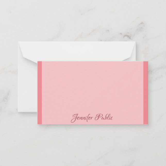 Trend Color Custom Handwritten Script Monogram Note Card (Front)