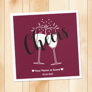 Trend Color Dark Burgundy Cheers Paper Napkins