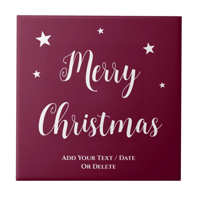 Trend Color Dark Burgundy Christmas Ceramic Tile (Front)