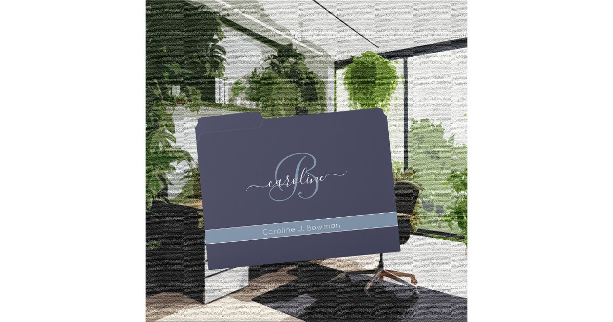 Trend Color - Dark Navy Blue Fancy File Folders | Zazzle