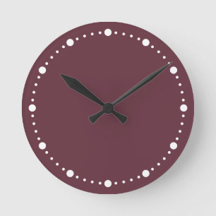 Trend Color - Dark Red Wine White Dots Round Clock