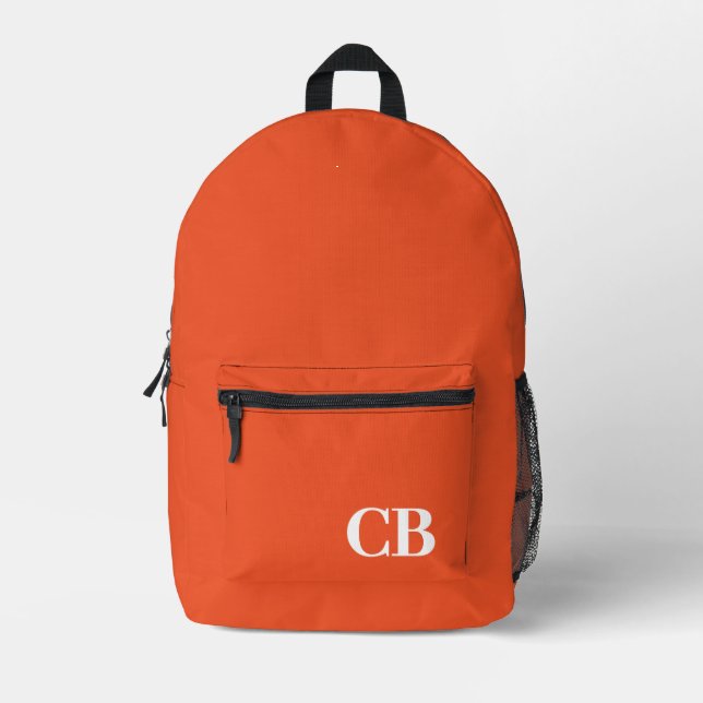 Trend Color - Flame Red Monogram Printed Backpack (Front)