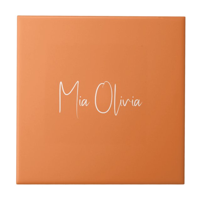 Trend Color - Fresh Tangerine Name Ceramic Tile (Front)