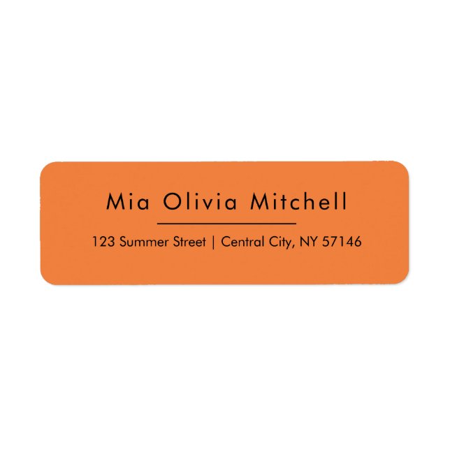 Trend Color Fresh Tangerine Simple Address Labels (Front)