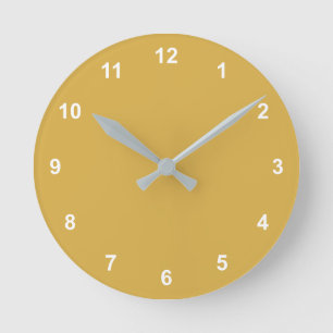 Trend Color Golden Yellow Round Clock With Numbers