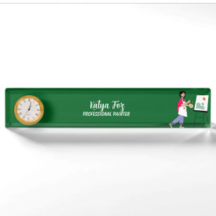 Trend Color Green Professional Painter Desk Name Plate